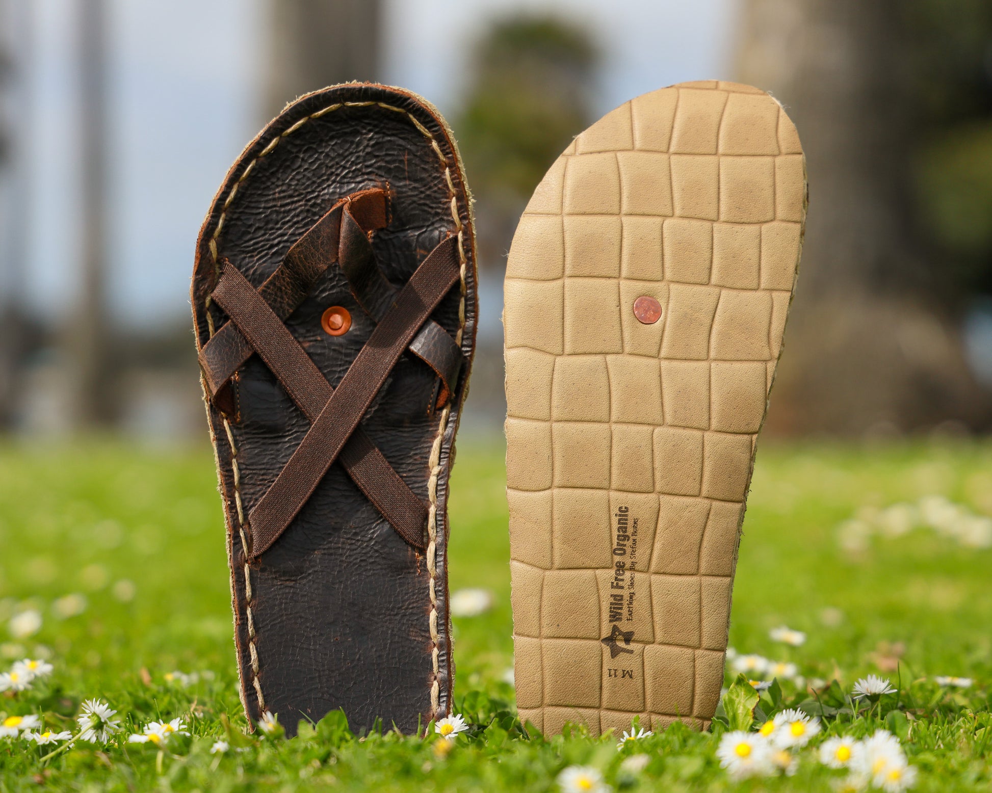Men's - GAIA Earthing Sandals - all natural with K1 copper plug