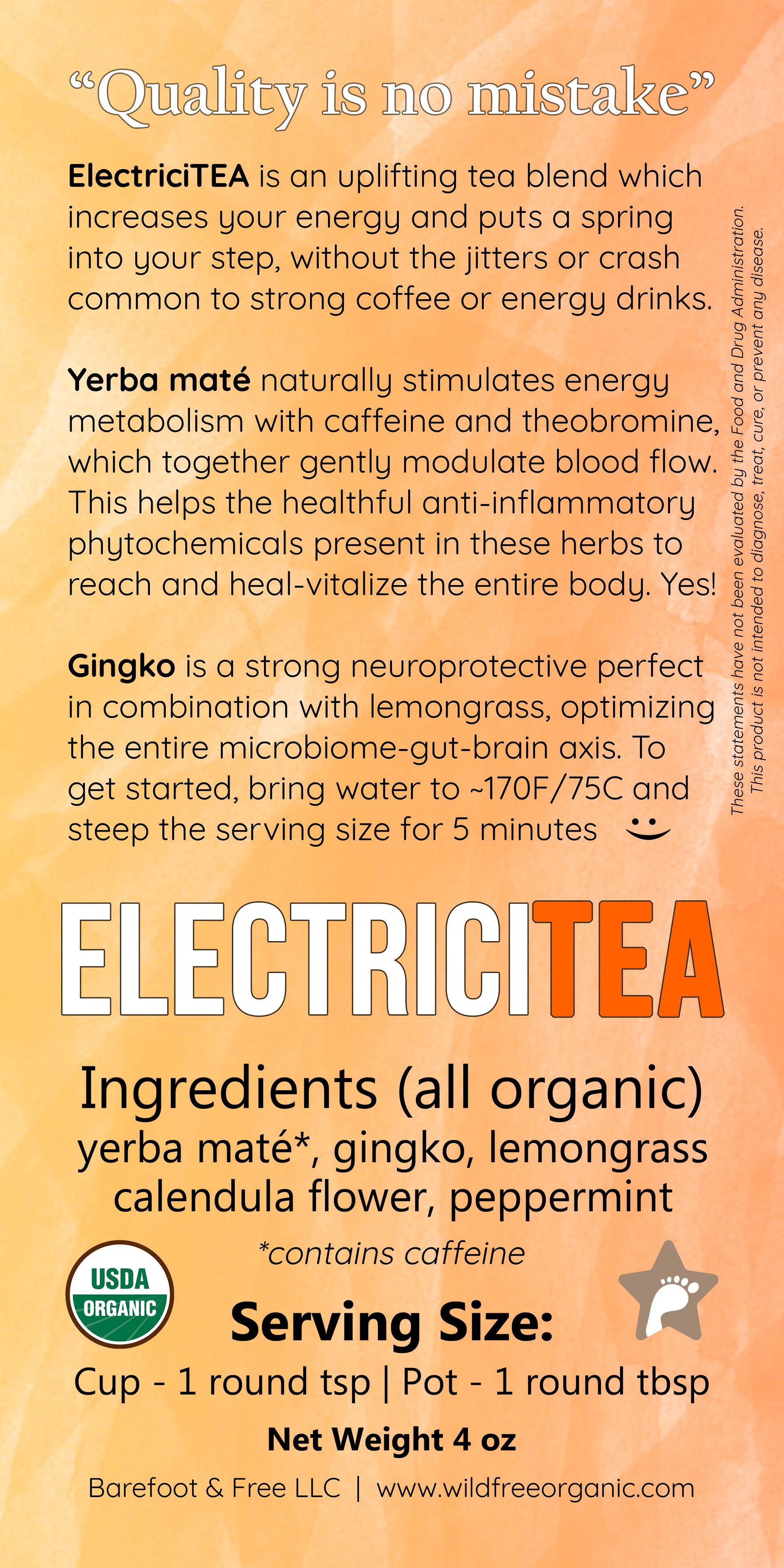 ElectriciTEA 4 oz Herbal Tea Blend for Energy, Focus, and Joy