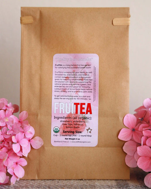 FruiTEA 4 oz Organic Herbal Tea Blend for Pleasure, Immunity, and Wellness