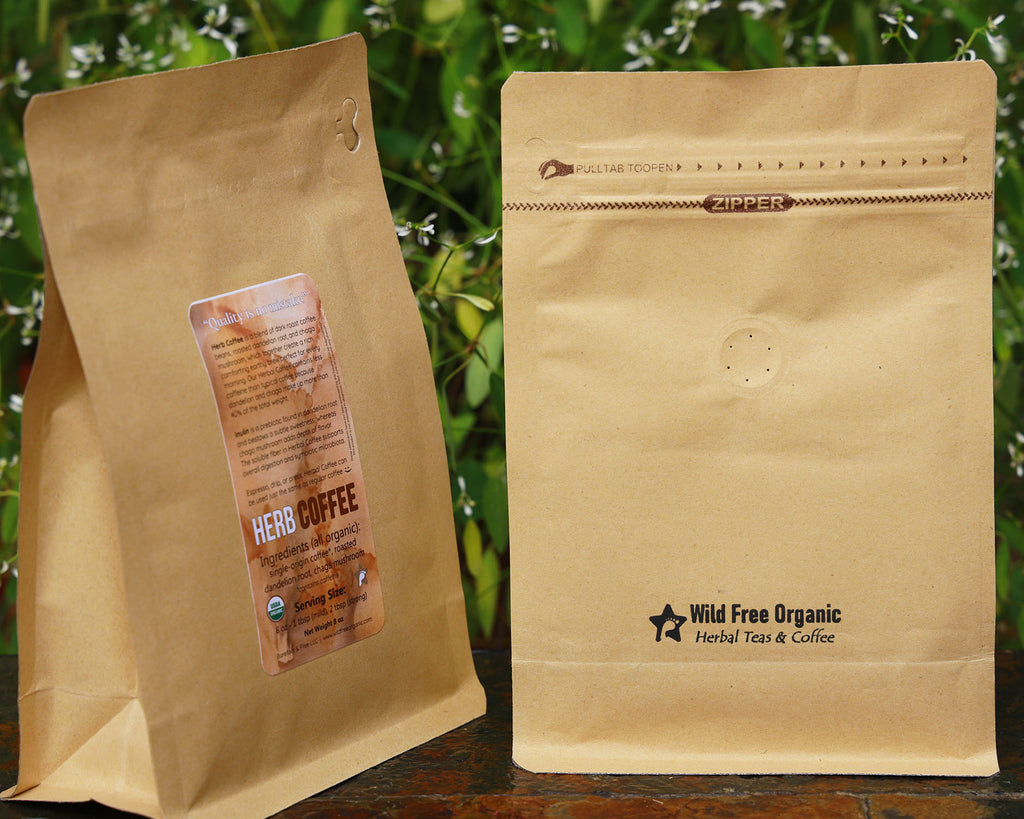 Herb Coffee 8 oz Organic Coffee, Roasted Chicory and Dandelion Roots, and Lion's Mane Mushroom Blend (ground, low caffeine)