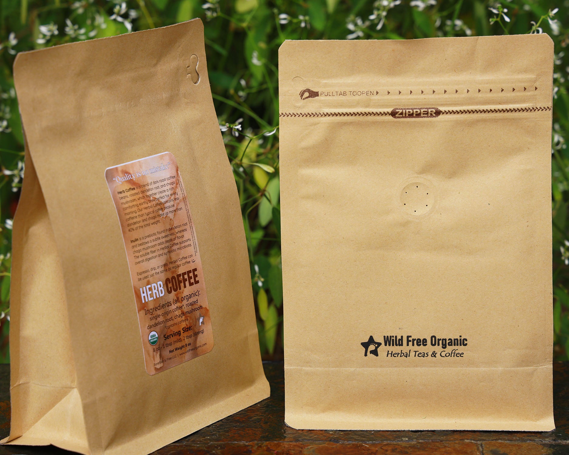 Herb Coffee 8 oz Organic Coffee, Roasted Chicory and Dandelion Roots, and Lion's Mane Mushroom Blend (ground, low caffeine)
