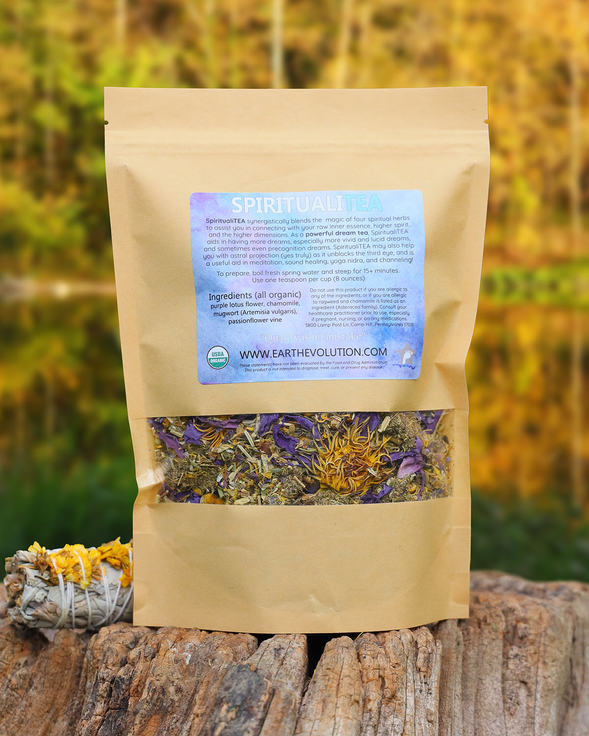 SpiritualiTEA 4 oz Organic Herbal Tea Blend for Sleep, Dreams, Meditation, and Astral Travel