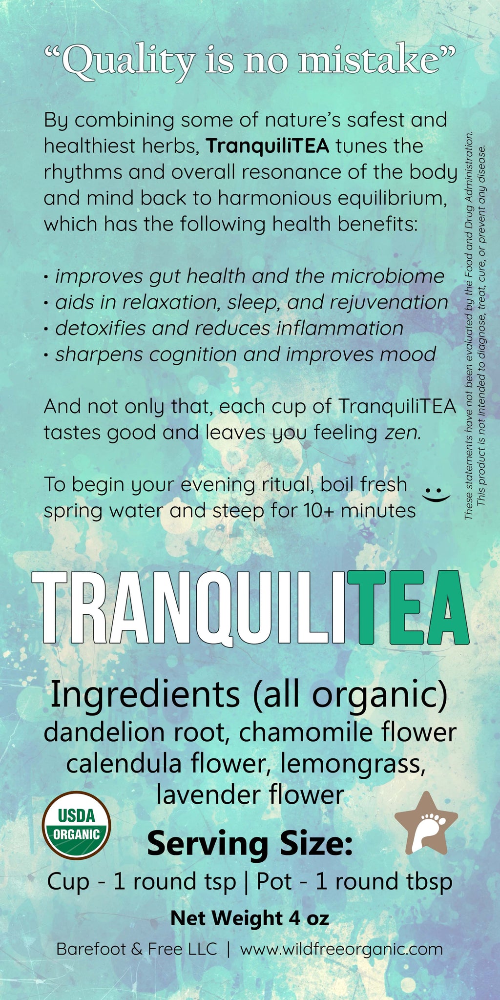 TranquiliTEA 4 oz Herbal Tea Blend for Gut Health, Calm, and Relaxation